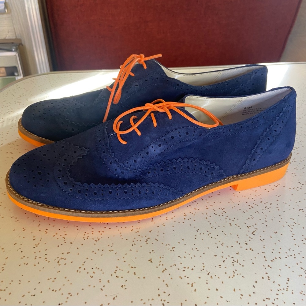 Blue Suede BP loafers NWOT cute bright fun brass plum dressy shoes dress